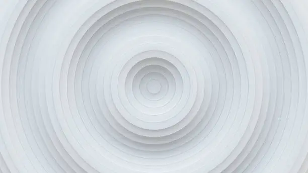 White abstract geometric background with rings ripple. 3D render