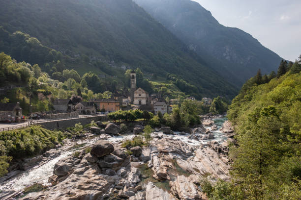 istock Drone view of Verzasca valley in Spring, Ticino 1312092997