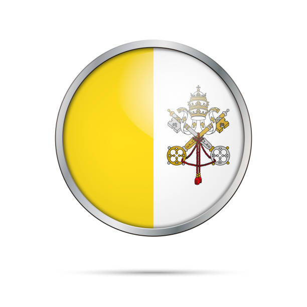 wektor watykan flaga państwa w stylu przycisku szkła. - vatican flag state of the vatican city key stock illustrations