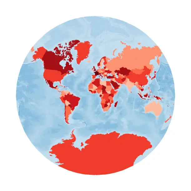 Vector illustration of World Map. Van der Grinten projection.