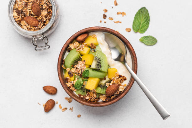 istock Mango yogurt with granola and kiwi 1312101720