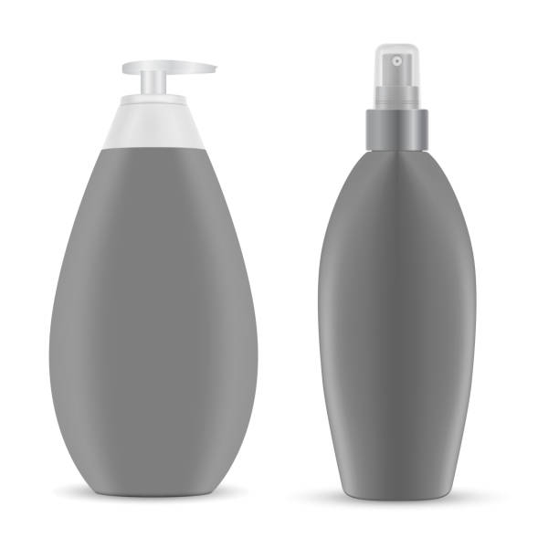 istock Cosmetic spray bottle mockup. Hair shampoo pump 1312105025