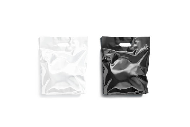 istock Blank black and white die-cut small plastic bag mockup, isolated 1312106201