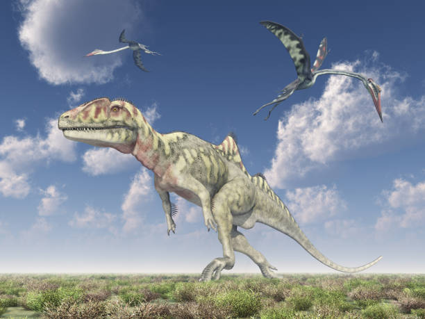 istock Dinosaur Concavenator and the pterosaur Quetzalcoatlus 1312106268