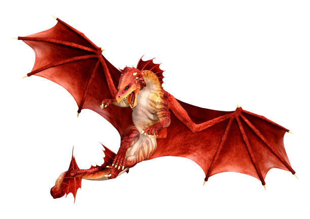 istock 3D illustration fantasy dragon on white 1312106271