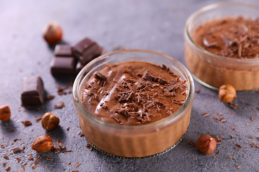 delicious chocolate mousse and hazelnut