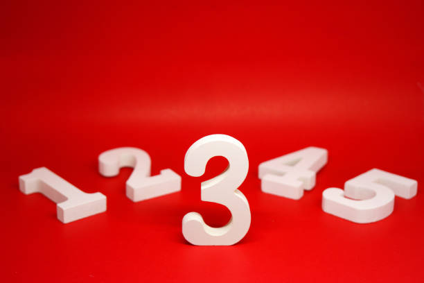 istock No.3 Third or average on Red  Background with Copy Space - Number 3 middle score competition  Concept 1312108065