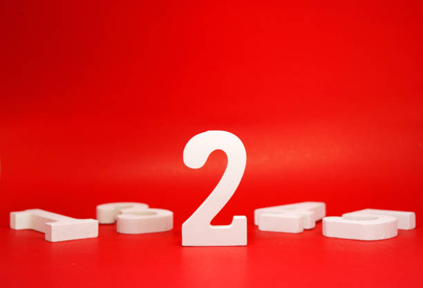 No. 2 Second on Red  Background with Copy Space - Number 2 Assistant , Substitute , Not winner
