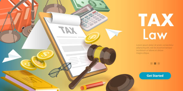 ilustrações, clipart, desenhos animados e ícones de ilustração conceitual 3d vetor do direito tributário, legislação tributária - tax tax form law business