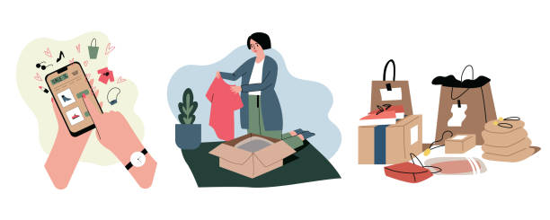 istock A set of hand-drawn illustrations on the topic of online shopping. 1312113178