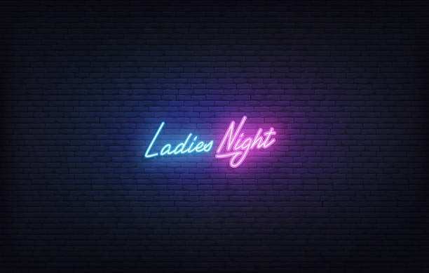 istock Ladies Night neon sign. Glowing neon lettering Ladies Night template. 1312113613