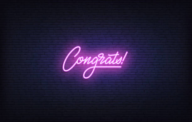 istock Congrats neon sign. Glowing neon lettering Congrats template. 1312113625