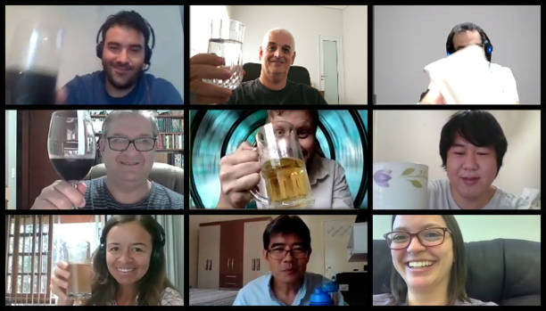 istock Video conference with nine people. Image for paste to your screen. 1312113752
