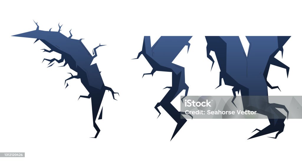 Damage Vector Crack Extreme Defect Surface Damage Effect Isolated On White Concrete ...