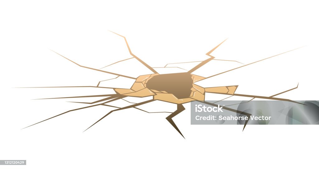Damage Vector Crack Extreme Defect Surface Damage Effect Isolated On White Concrete ...
