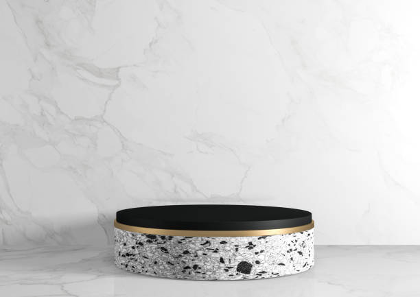 istock Modern granite background and podium show cosmetic product geometric. 3D rendering 1312121445