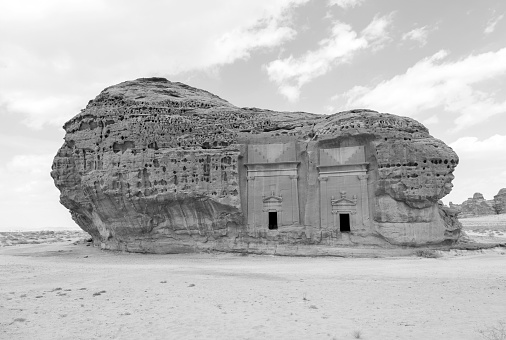 Jabal Al Ahmar, home to 18 tombs, some of which have been recently excavated. The name refers to the unique red colour of the rock, Al Ula, Saudi Arabia