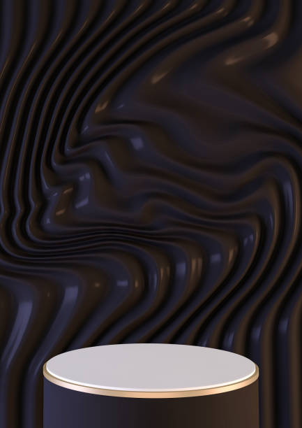 istock Abstract Vertical mock up black Podium japanese minimal geometric .3D rendering 1312123626