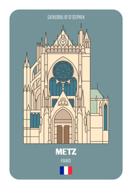 Vector illustration of Cathedral of St Stephen in Metz, France