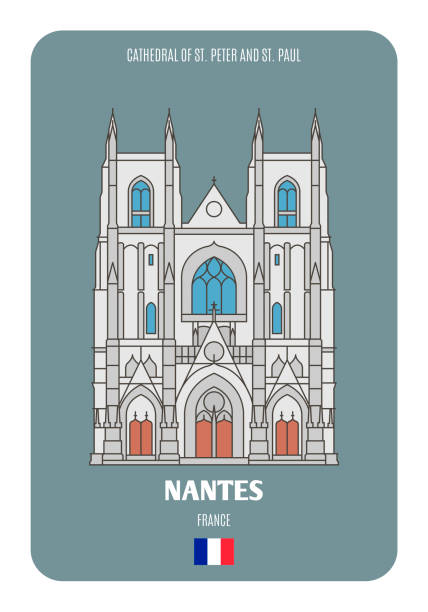 Cathedral of St. Peter and St. Paul in Nantes, France Cathedral of St. Peter and St. Paul in Nantes, France. Architectural symbols of European cities. Colorful vector nantes stock illustrations