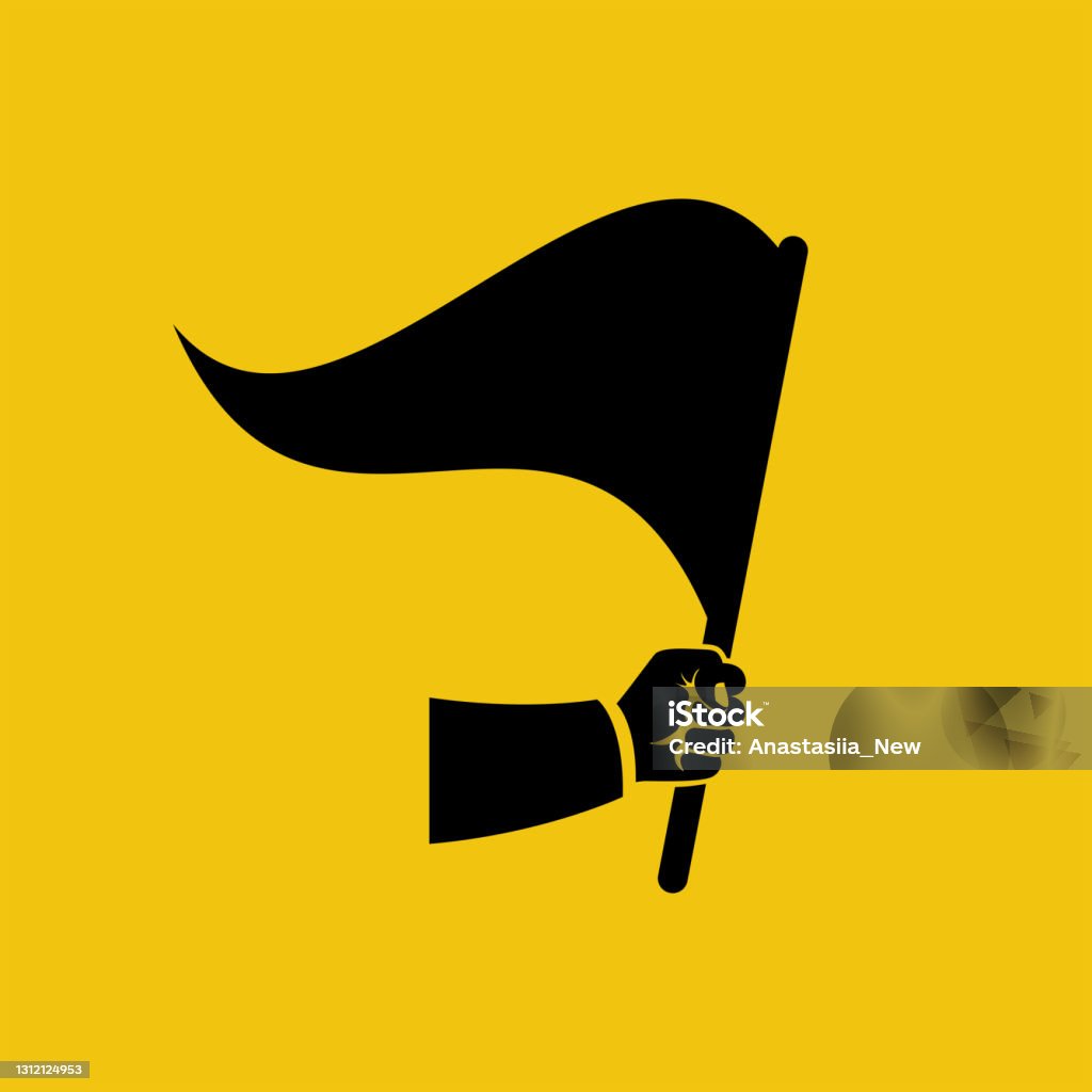 Hand Triangular Flags Triangular Flag Holding In Hand Man Vector Stock Illustration ...