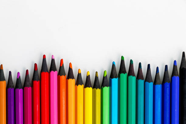 istock Set of colored pencils on white table 1312126517