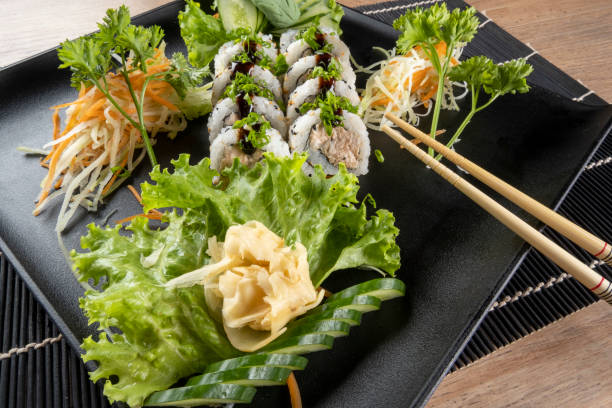istock grilled salmon uramaki with cream cheese 1312127961