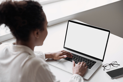 An image of a laptop isolated on a white background