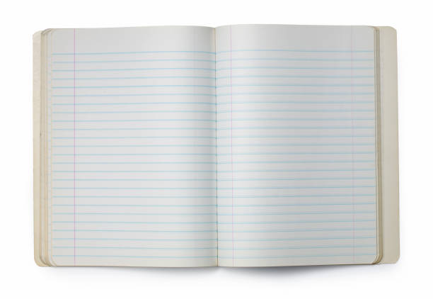 istock Picture of opened blank copybook on white background. 1312129923