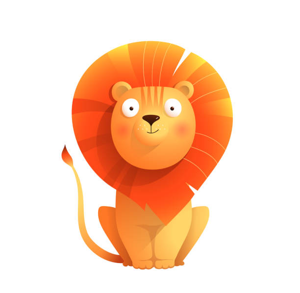 ilustrações, clipart, desenhos animados e ícones de bebê leão bonito sentado clipart isolado - illustration and painting image computer graphic lion