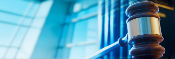 Gavel And Law Books In Front Of Office Window A gavel and a row of law books in front of a large office window. lawsuit stock pictures, royalty-free photos & images