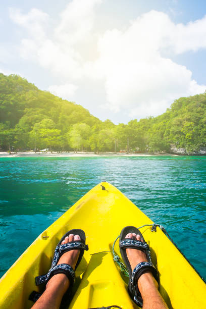 istock Kayaking at the tropical island on sunny summer. 1312133497