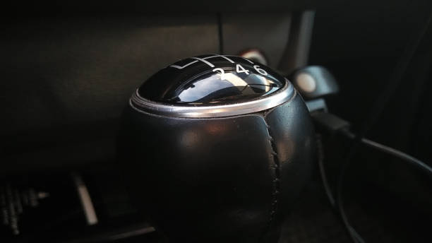 istock Manual transmission handle, removable. 5 and 6 gearshift stages. Macro. Design work. 1312135415