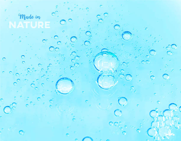 Vector pure blue cosmetic background with gel texture, bubble nature texture, clear color gel background, water consistency Gel cream consistency, gelatin background studio water stock illustrations