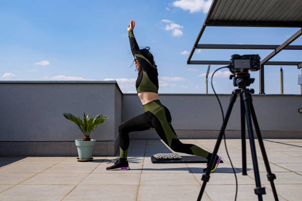 istock Sportswoman vlogging her sports training 1312141442