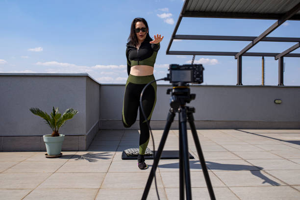 istock Sportswoman vlogging her sports training 1312141514