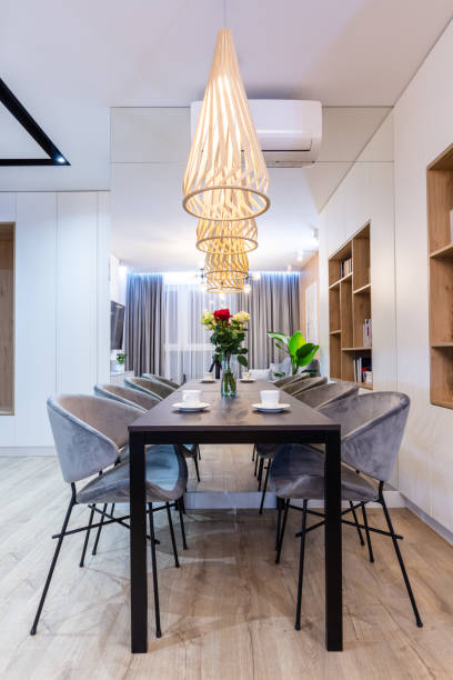 istock Table in living room in a small modern apartment 1312143609
