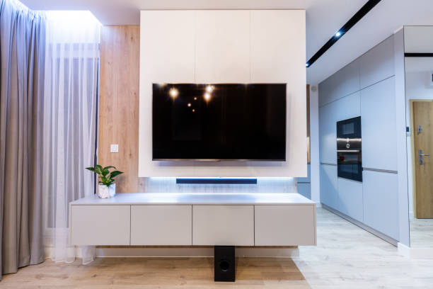 istock Tv in small apartment living room 1312143620