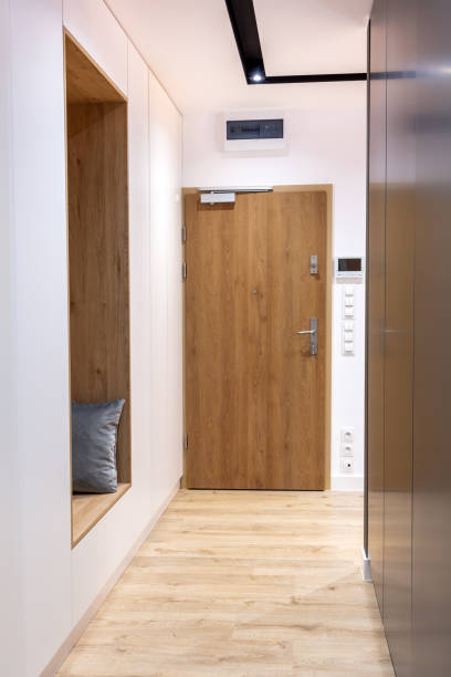 istock Corridor in modern design apartment with closet and seat 1312143625