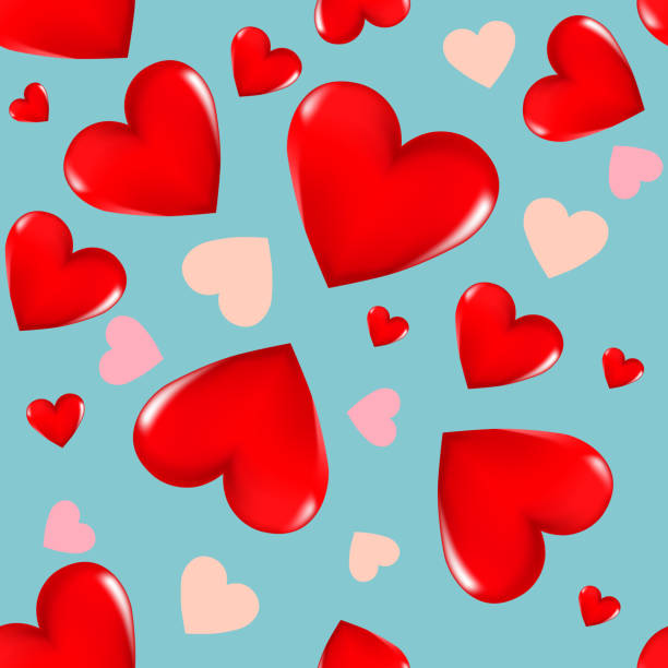 istock Red 3D hearts and pink hearts on a colored background. 1312145387