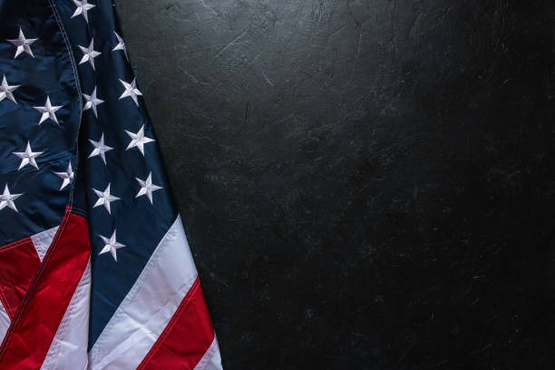 Flag of USA on dark background