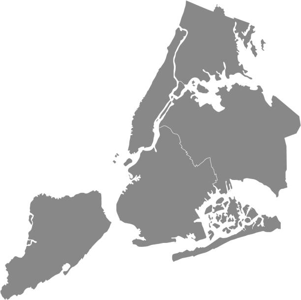 illustrations, cliparts, dessins animés et icônes de carte grise des arrondissements de la ville de new york, etats-unis - brooklyn sign new york city queens