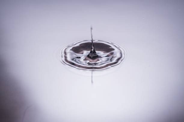 istock Beautiful view of drops making circles on water surface isolated on background. 1312148294
