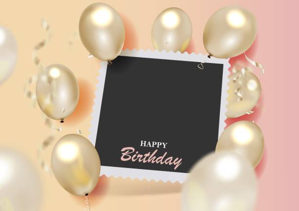 Birthday photo frame with color balloon Birthday photo frame with color balloon. Vector. birthday photos stock illustrations