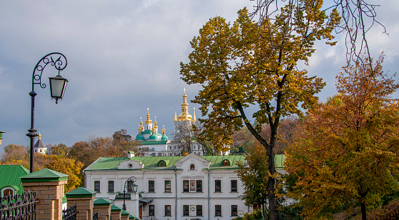 View of the Distant Caves of the Kiev Pechersk Lavra on an autumn day