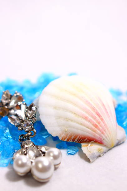 istock Accessories Pearl earrings and seashells (summer) 1312154751