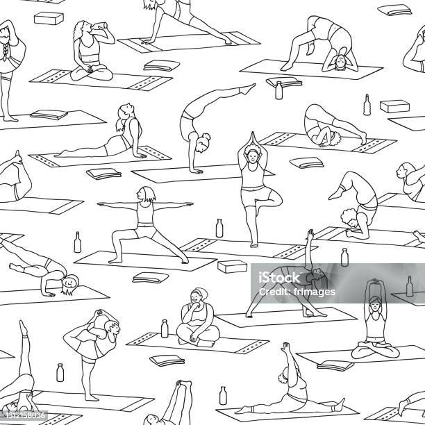 Yoga Pattern Graphics Yoga Class Seamless Pattern Stock Illustration - Download Image Now ...