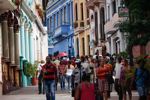 CUB-Hav; Jun 22, 2020: People walk through the streets of Santiado de Cuba. Daily life in Cuban cities. Cuban culture.
