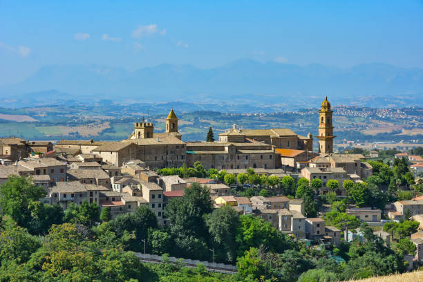 The old town of Macerata, Italy. Panoramic view of Macerata, a medieval city in the Marche region of Italy. macerata italy stock pictures, royalty-free photos & images