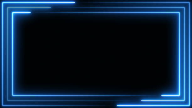 istock Blue neon frame light line running loop square black overlay, Place it over your footage in add or screen mode or use as background. 1312161655